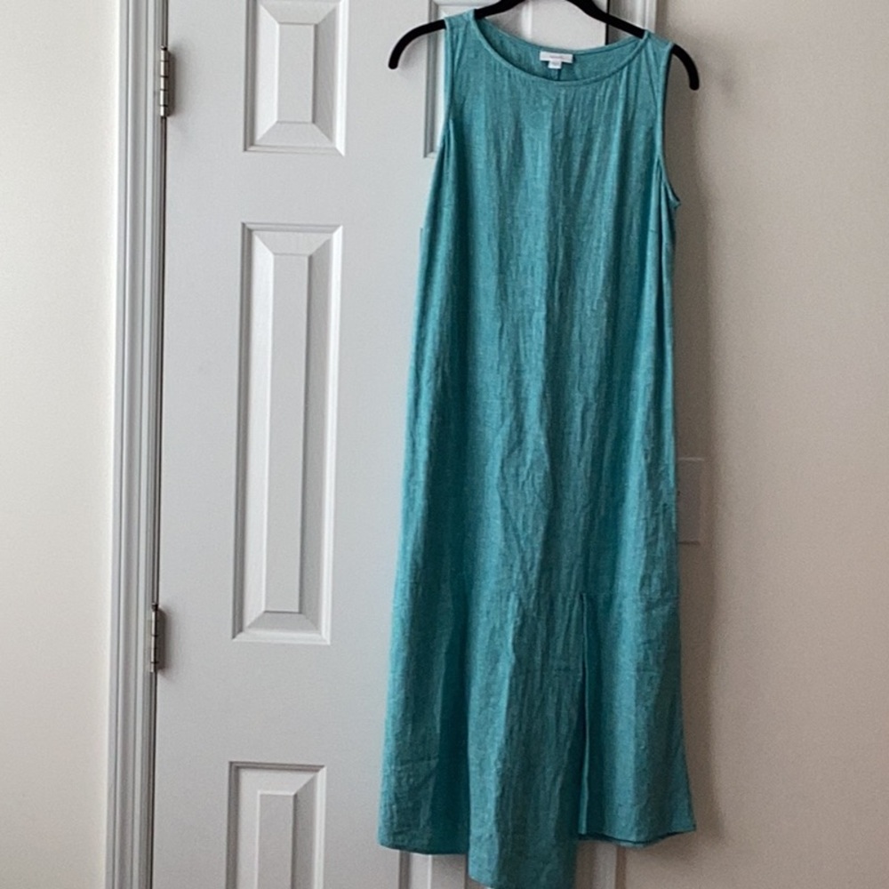 J Jill Linen Blend lagenlook Boho minimalist maxi dress Granola Beachy Artsy XS